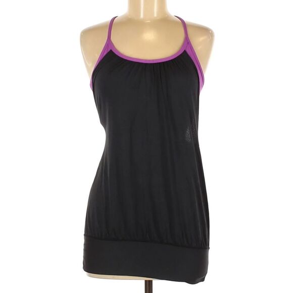 Lululemon No Limits Tank - Purple And Black Sleeveless Top Built In Bra Workout - Picture 1 of 8